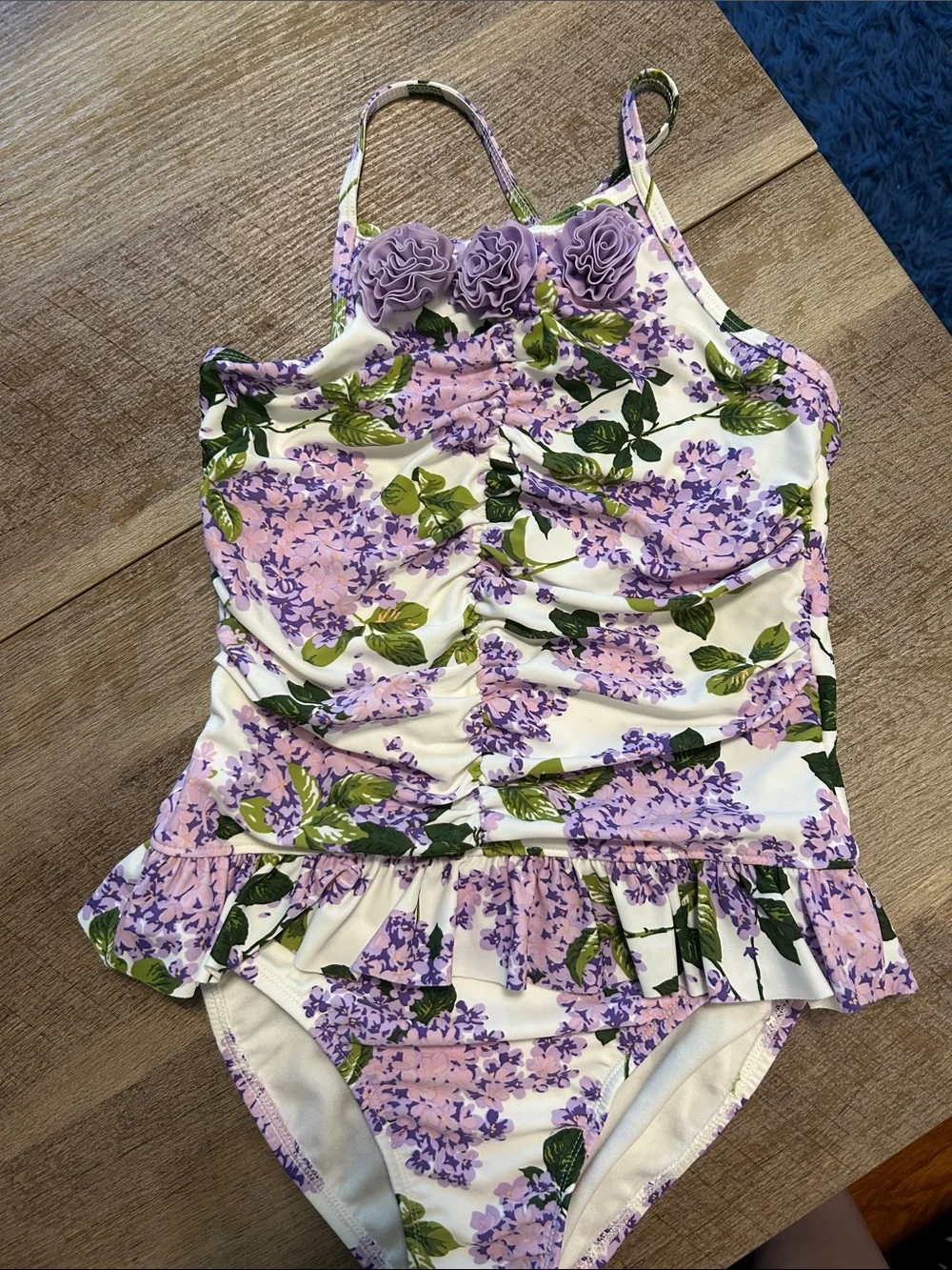 Gymboree Purple Floral Ruffle One-Piece Swimsuit